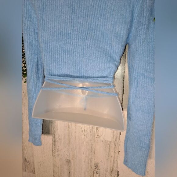 NWOT Miss Sparkling Cropped Tie Waist Fuzzy Sweater - Picture 5 of 7
